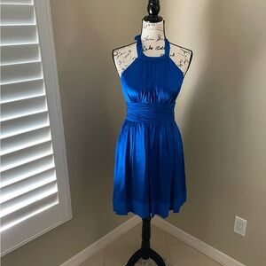 Cache Royal Blue Silk Halter Dress